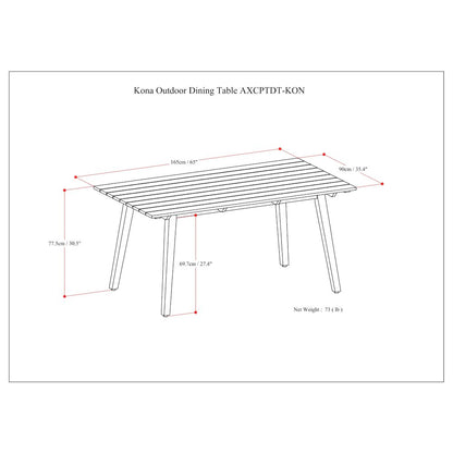 Kona Solid Acacia Wood Outdoor Dining Table In Light Teak
