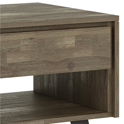 Lowry Solid Acacia Wood End Table In Distressed Grey