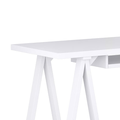 Sawhorse Solid Wood Desk In White
