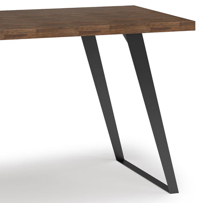 Lowry Solid Acacia Wood Flat Top Desk In Rustic Natural Aged Brown