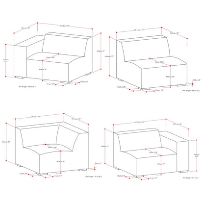 Rex Corner Sectional Modular Sofa In Tightly Woven Performance Fabric