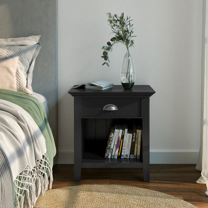 Acadian Solid Wood Bedside Table In Black