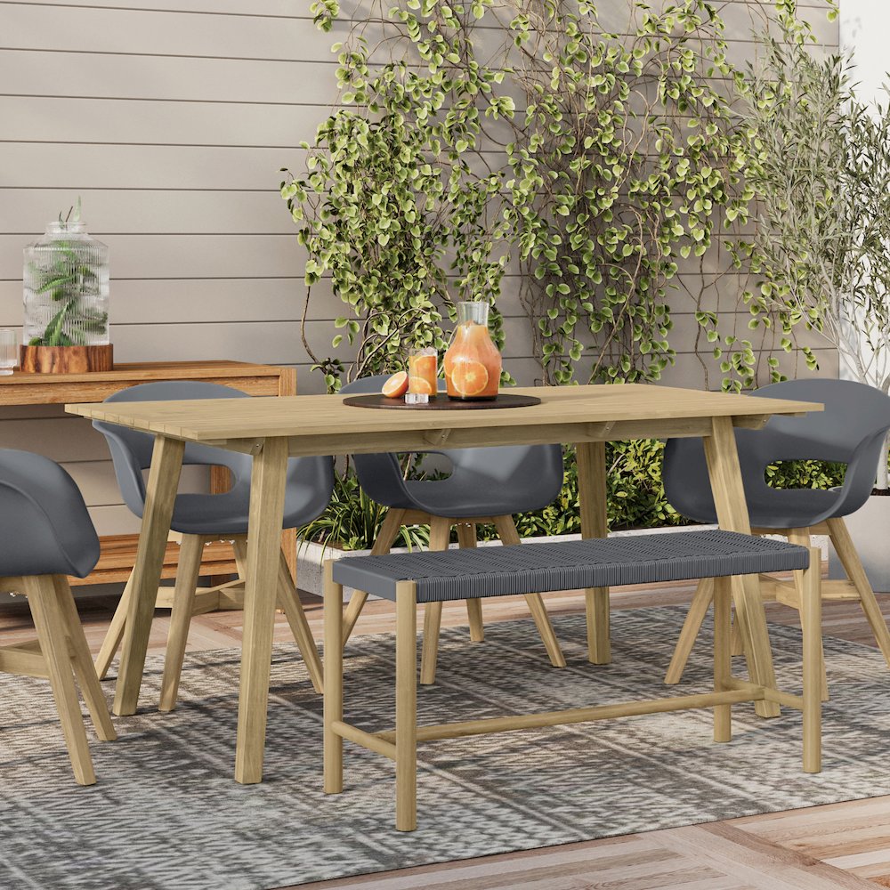 Dahlia Solid Acacia Wood Outdoor Indoor Bench In Grey
