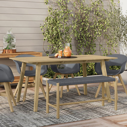Dahlia Solid Acacia Wood Outdoor Indoor Bench In Grey