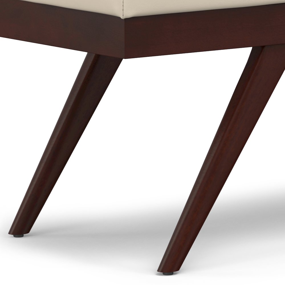 Chanelle SOLID HARDWOOD Mid Century Ottoman Bench in Satin Cream