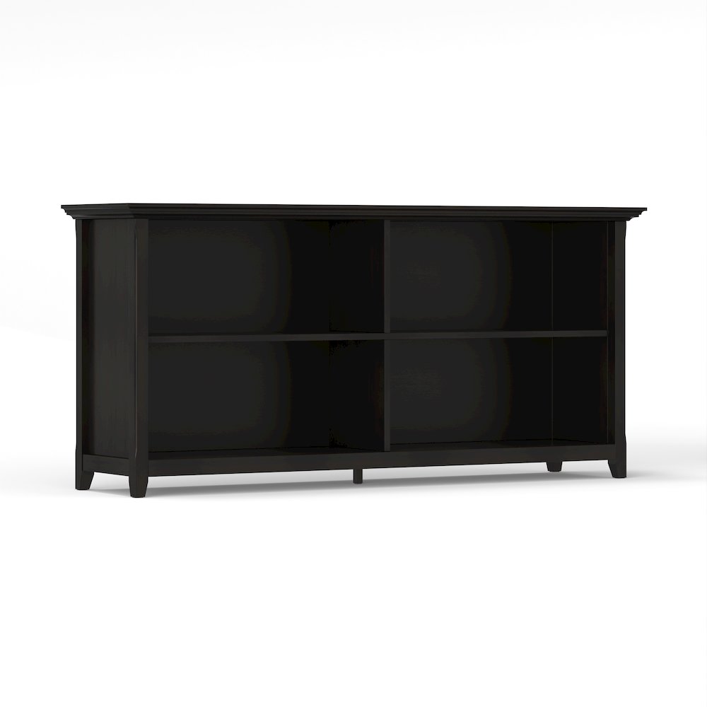 Amherst 64 inch Wide Solid Wood Transitional 4 Shelf Low Bookcase in Black
