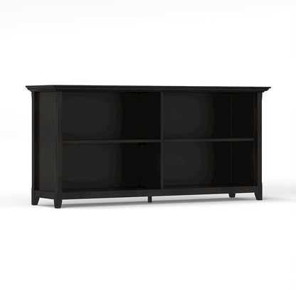 Amherst 64 inch Wide Solid Wood Transitional 4 Shelf Low Bookcase in Black