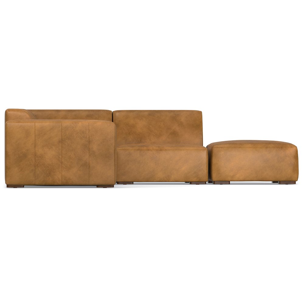Rex Right Corner Sectional Modular Sofa With Ottoman In Genuine Leather
