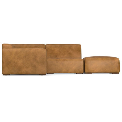Rex Right Corner Sectional Modular Sofa With Ottoman In Genuine Leather