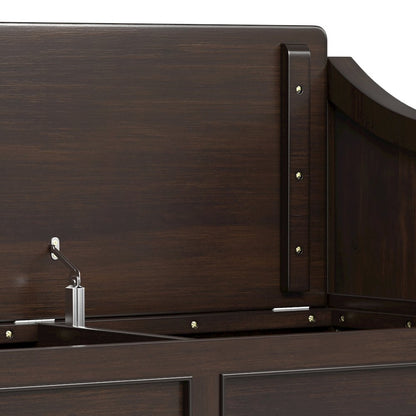 Connaught Solid Wood Entryway Storage Bench With Shelf In Chestnut Brown
