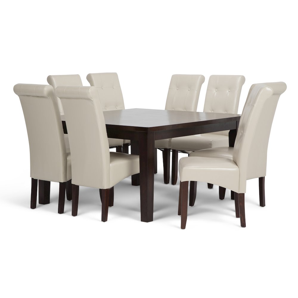 Cosmopolitan Solid Hardwood 9 Piece Dining Set In Satin Cream