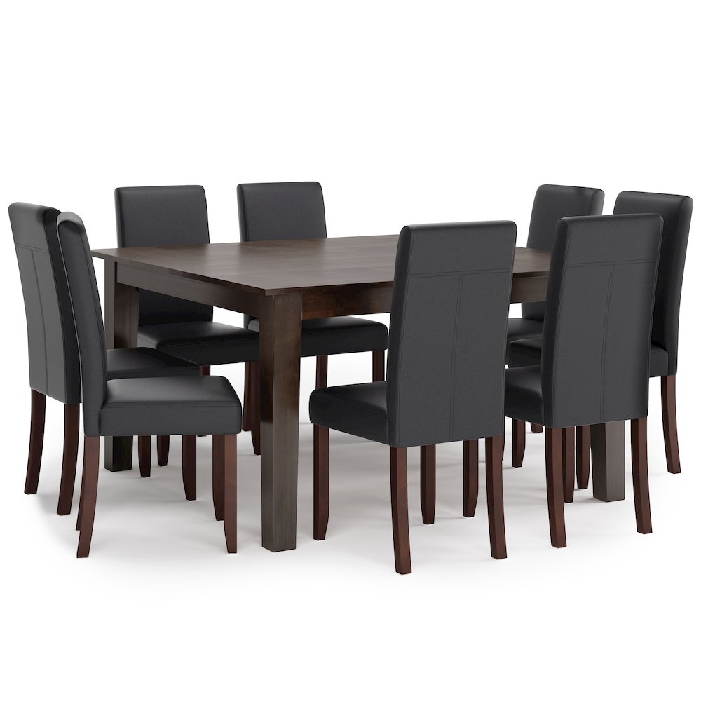 Acadian Solid Hardwood 9 Piece Dining Set In Distressed Black