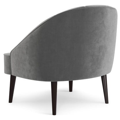 Harrah Accent Chair In Smoky Grey Velvet Fabric
