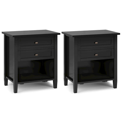 Warm Shaker 24 inch Solid Wood Transitional Night Stand in Black (Set of 2)