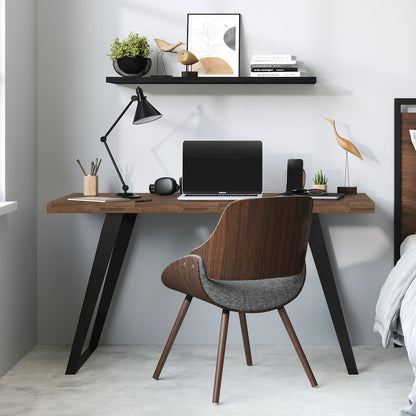 Lowry Solid Acacia Wood Flat Top Desk In Rustic Natural Aged Brown