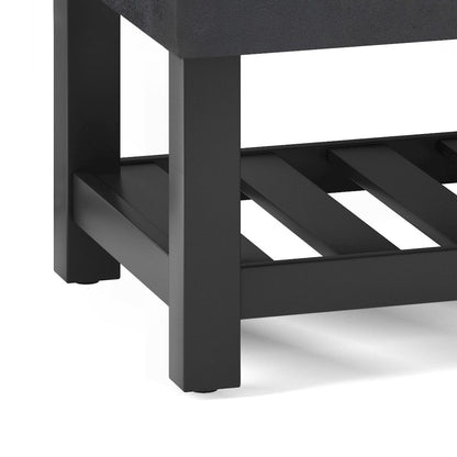 Storage Ottoman Bench With Open Bottom In Distressed Black