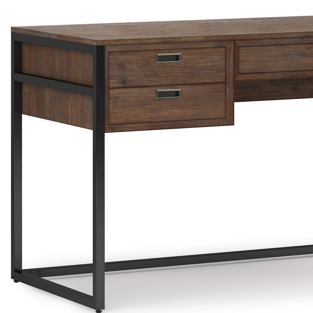 Richmond Solid Acacia Wood Desk In Rustic Natural Aged Brown
