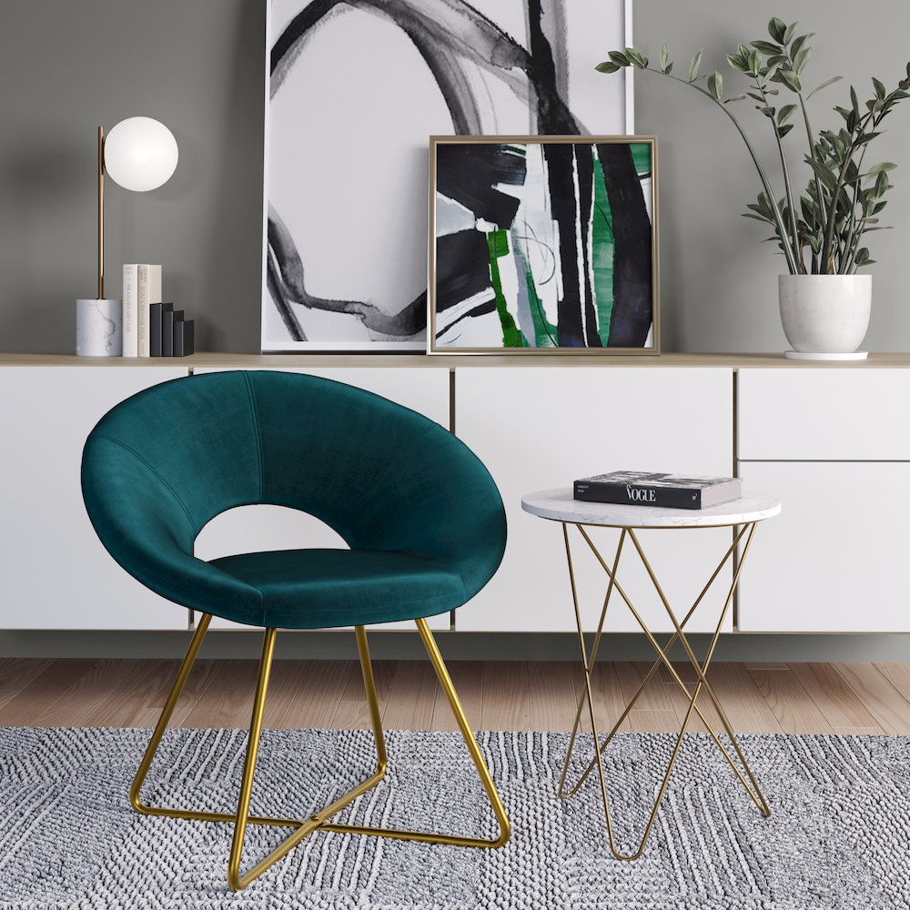 Barrett Accent Chair In Teal Velvet Fabric