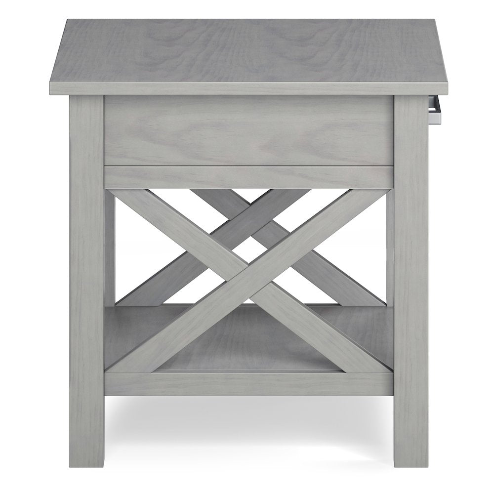 Kitchener Solid Wood End Table In Fog Grey