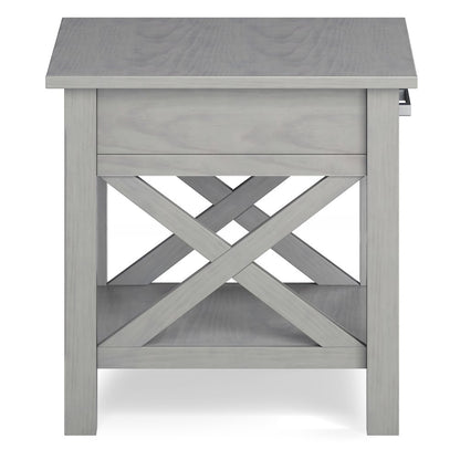 Kitchener Solid Wood End Table In Fog Grey