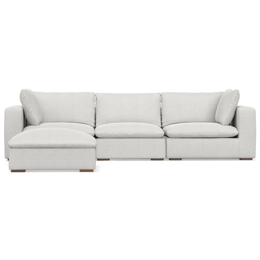 3-Seater Modular Sofa And Ottoman Set In Velvety Chenille Performance Fabric