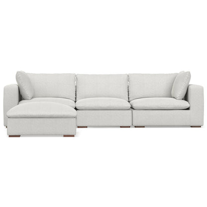 3-Seater Modular Sofa And Ottoman Set In Velvety Chenille Performance Fabric