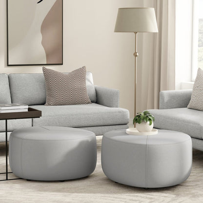 Moore Large Ottoman In Light Grey Linen Look Fabric