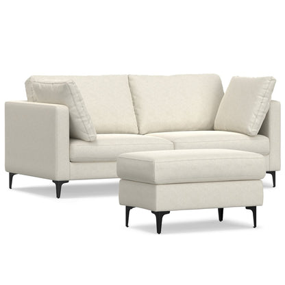 Ava 76-Inch Sofa And Ottoman Set In Tightly Woven Performance Fabric