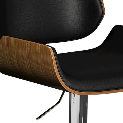 Dixie Adjustable Swivel Bar Stool In Black Vegan Faux Leather