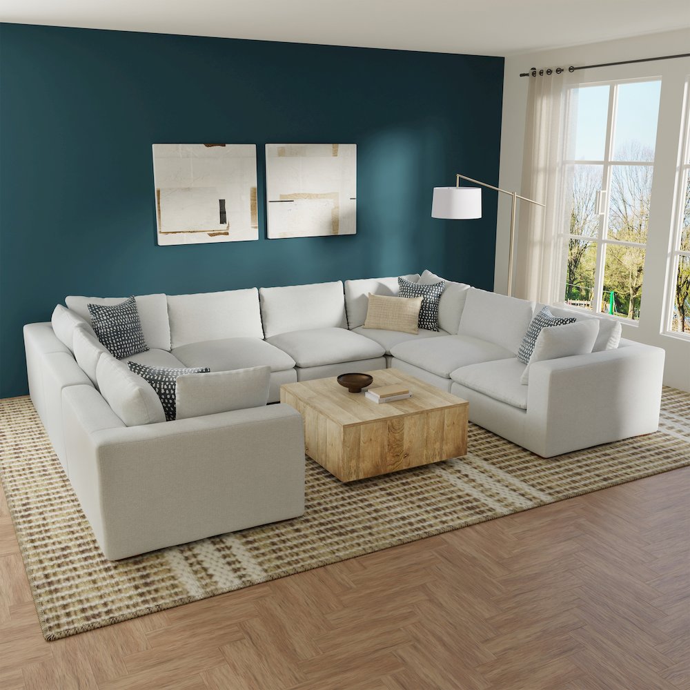 Jasmine U-Shaped Sectional Modular Sofa In Velvety Chenille Performance Fabric