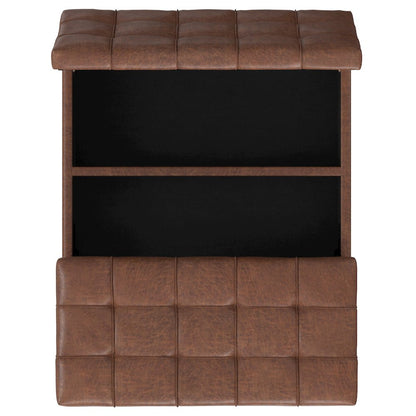 Mariah Lift Top Table Storage Ottoman in Distressed Saddle Brown