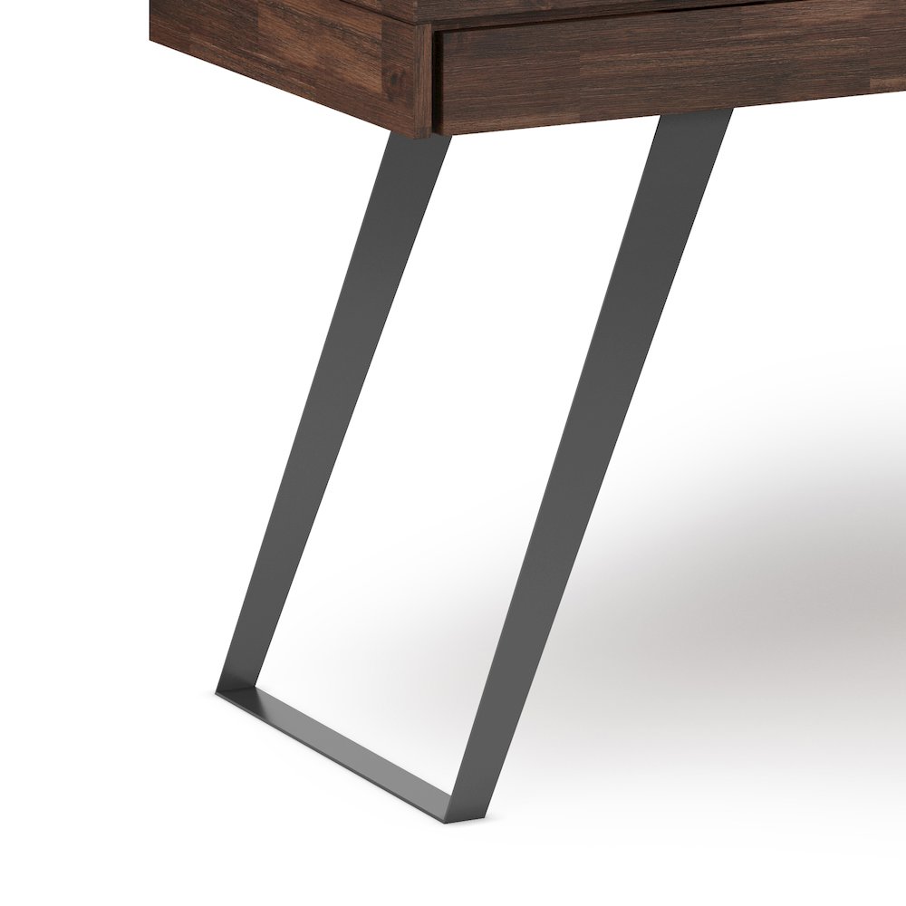 Lowry Solid Acacia Wood Large Desk In Distressed Charcoal Brown