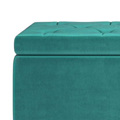 Hamilton Storage Ottoman In Aqua Blue Velvet Fabric