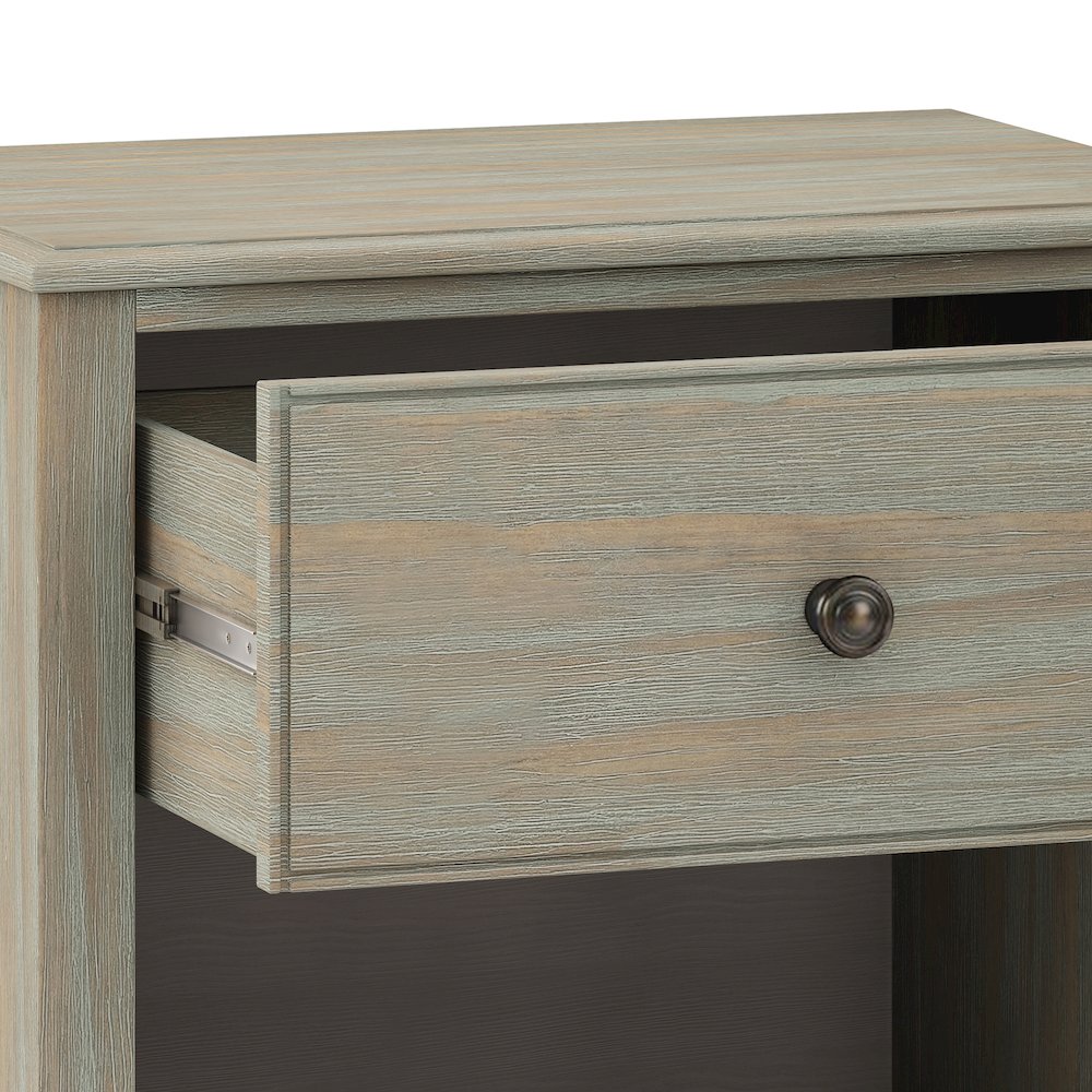 Solid Wood 24 Inch Wide Traditional Bedside Nightstand Table In Distressed Grey