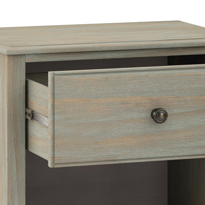 Solid Wood 24 Inch Wide Traditional Bedside Nightstand Table In Distressed Grey