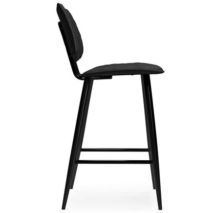 Raya Counter Height Stool (Set Of 2) In Charcoal Polyester Linen Fabric