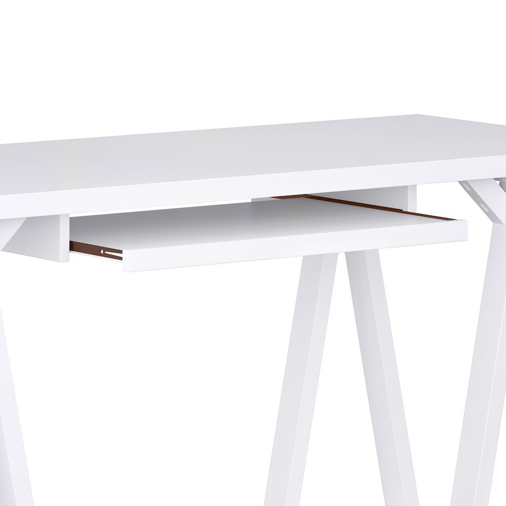 Sawhorse Solid Wood Desk In White