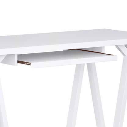 Sawhorse Solid Wood Desk In White