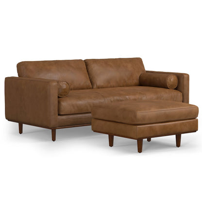 Morrison 89-Inch Sofa And Ottoman Set In Genuine Leather