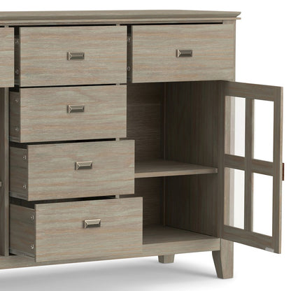 Artisan Solid Wood Sideboard Buffet In Distressed Grey