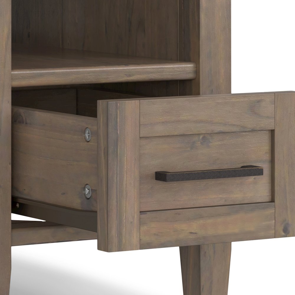 Ela Solid Wood Narrow End Table In Smoky Brown