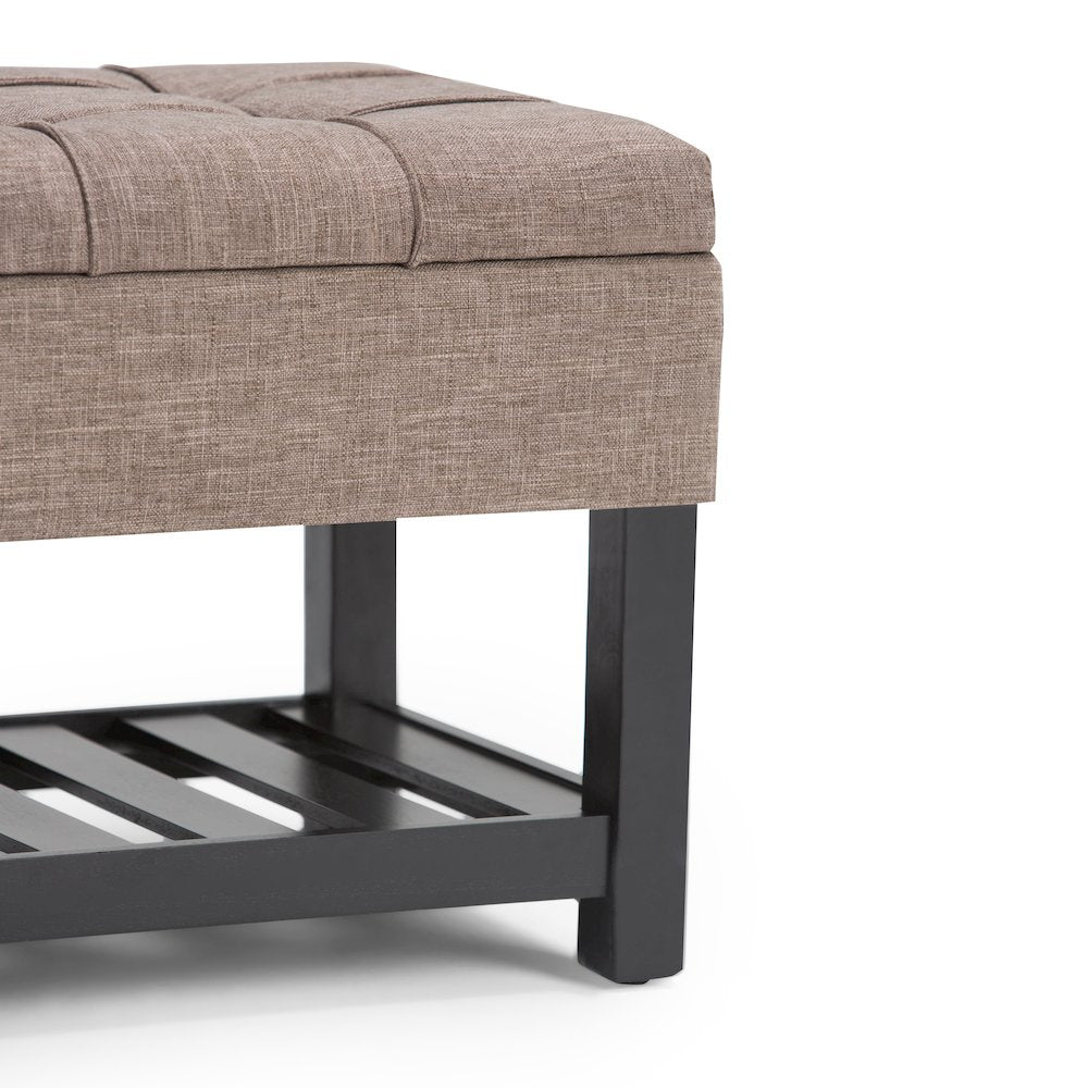Saxon Solid Hardwood Storage Ottoman Bench In Fawn Brown