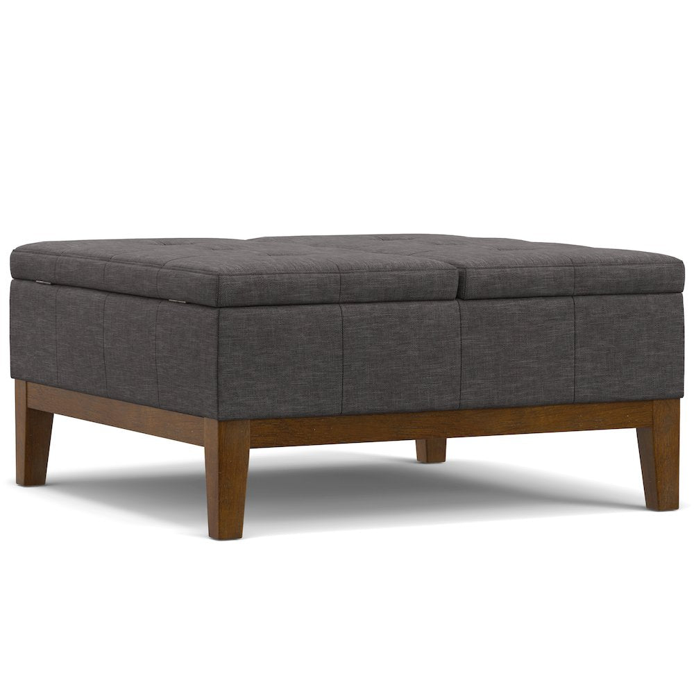 Dover Lift Top Coffee Table Storage Ottoman in Slate Grey  Polyester Linen
