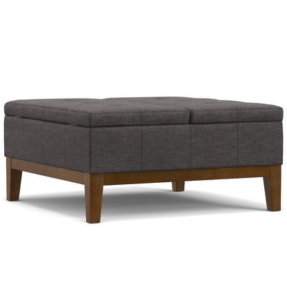 Dover Lift Top Coffee Table Storage Ottoman in Slate Grey  Polyester Linen