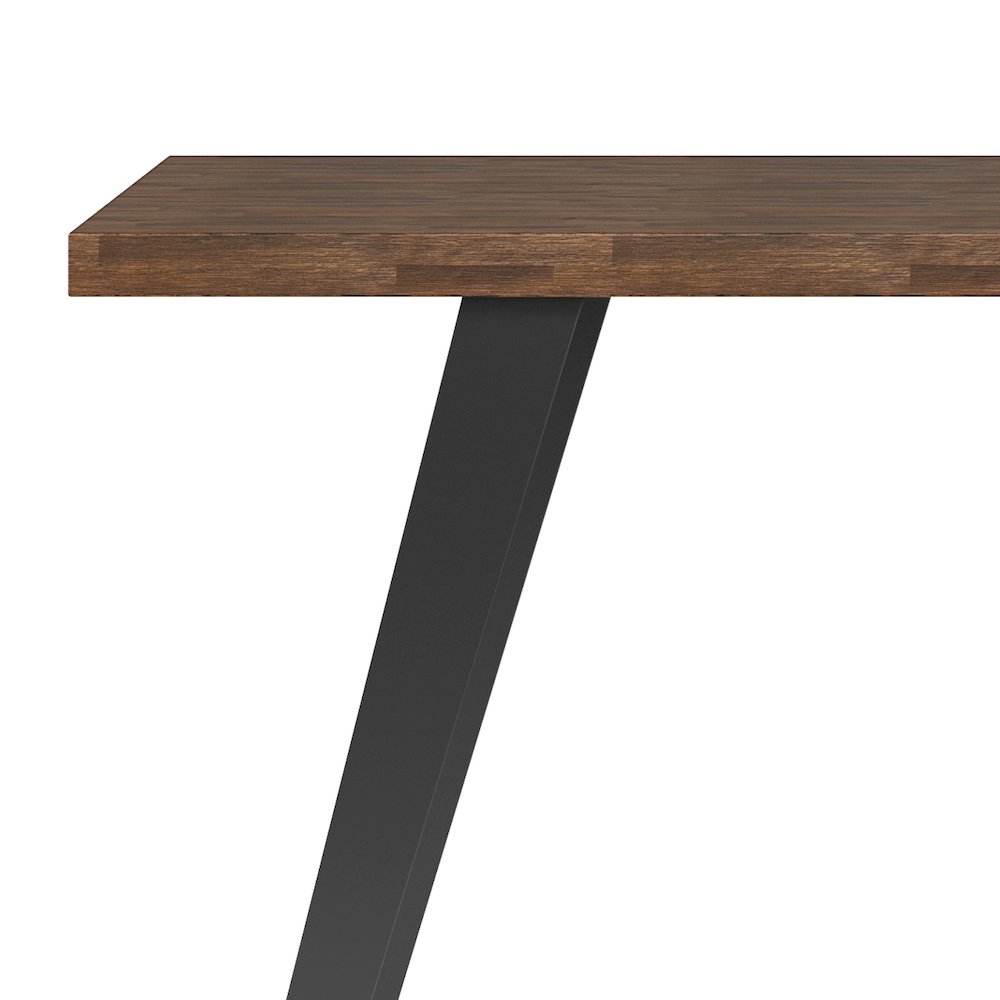 Lowry Solid Acacia Wood Flat Top Desk In Rustic Natural Aged Brown