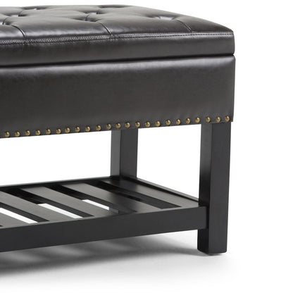Lomond Solid Wood Storage Ottoman Bench In Tanners Brown