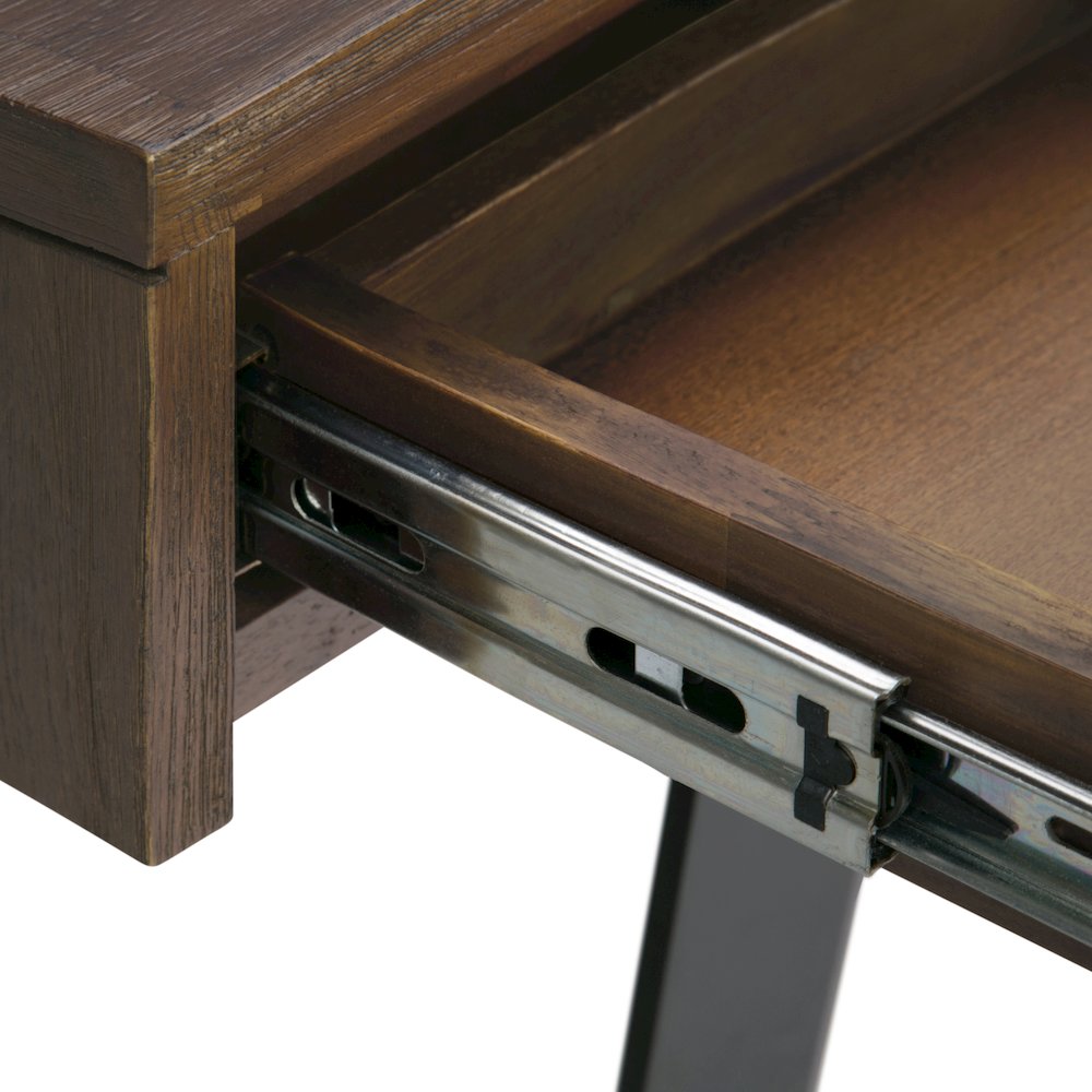 Lowry Solid Acacia Wood Desk In Rustic Natural Aged Brown