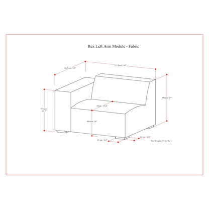Rex Left-Arm Sofa Module In Tightly Woven Performance Fabric