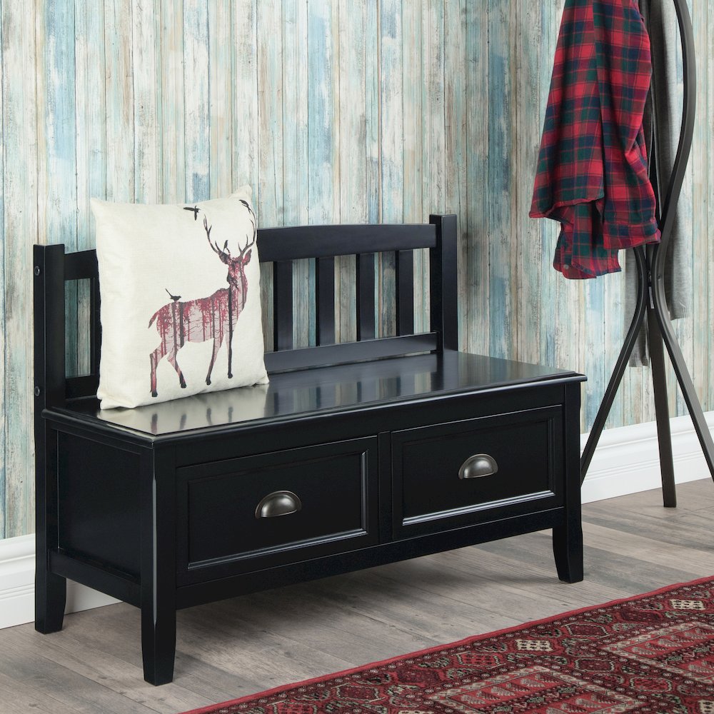 Burlington 42 inch Wide Solid Wood Transitional Entryway Storage Bench