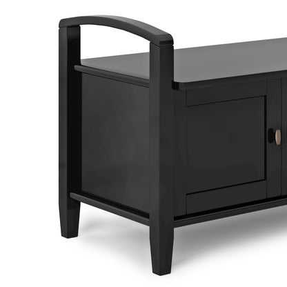 Warm Shaker 44 inch Wide Solid Wood Transitional Entryway Storage Bench in Black